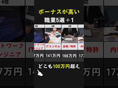 【100万over】平均ボーナスが高い職業5選 #高収入  #収入アップ