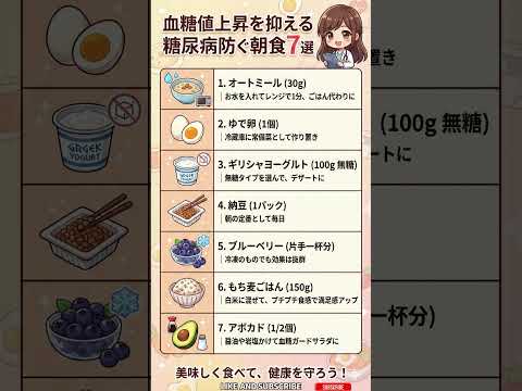 【10秒で健康】血糖値の急上昇を防ぐ朝食7選｜毎日続けやすいシンプルな食べ方のコツ