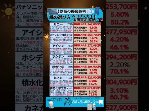 🇯🇵日本が世界を奪還する ペロブスカイト太陽電池 銘柄 7選💡
